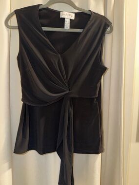 Joseph Ribkoff Black Sheer tie-front tank, sz 10